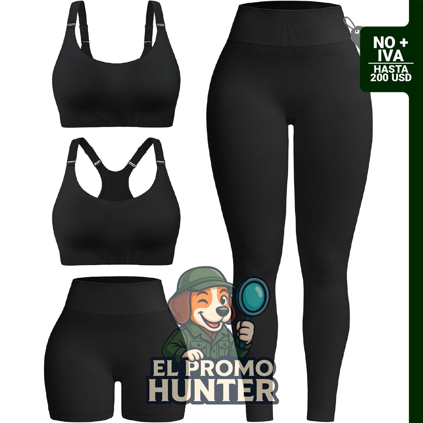 Conjuntos de entrenamiento acanalado de 4 piezas para mujer.