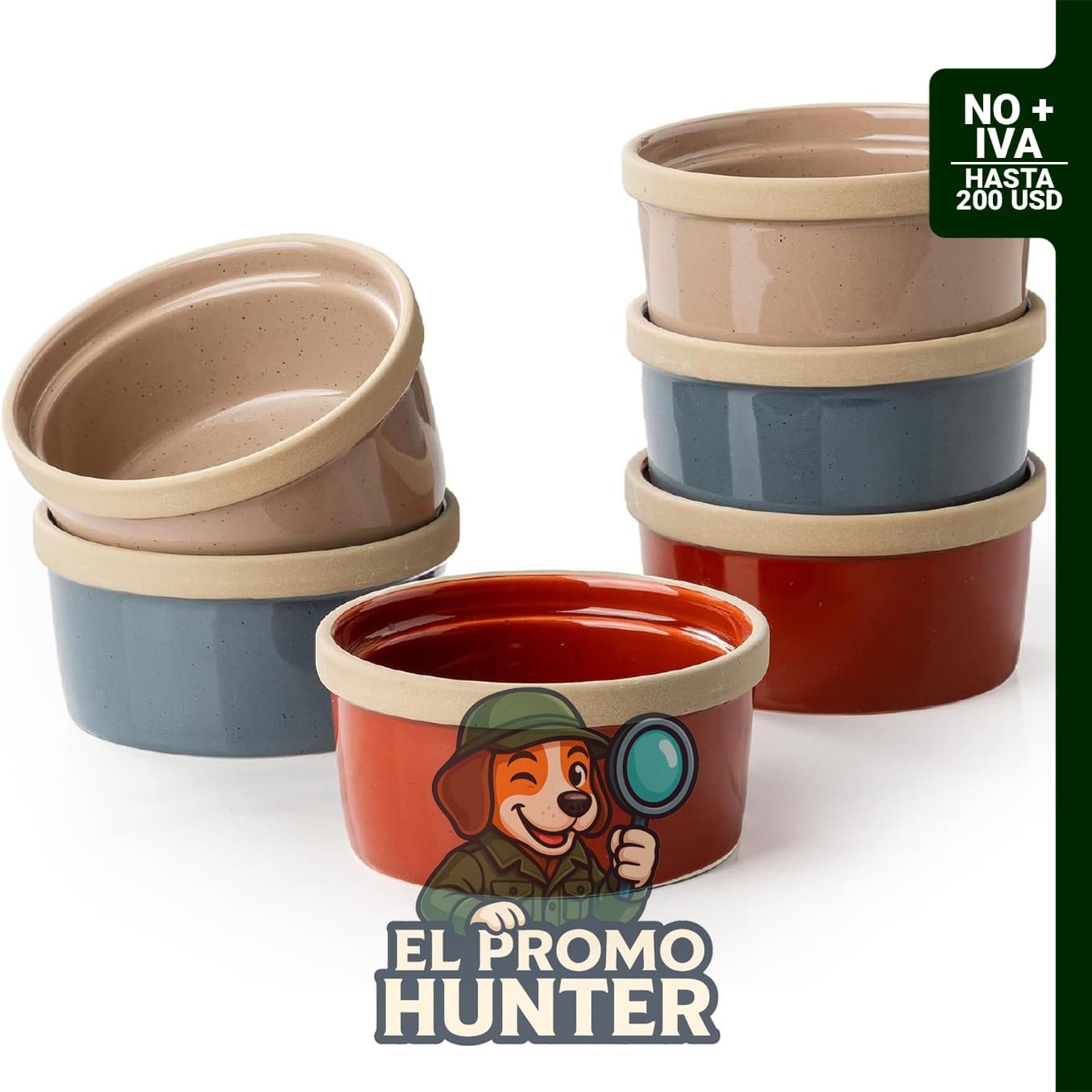 Ramequines DAFUCERAMIC de 236 ml, aptos para horno y microondas, juego de 6 cuencos de cerámica.