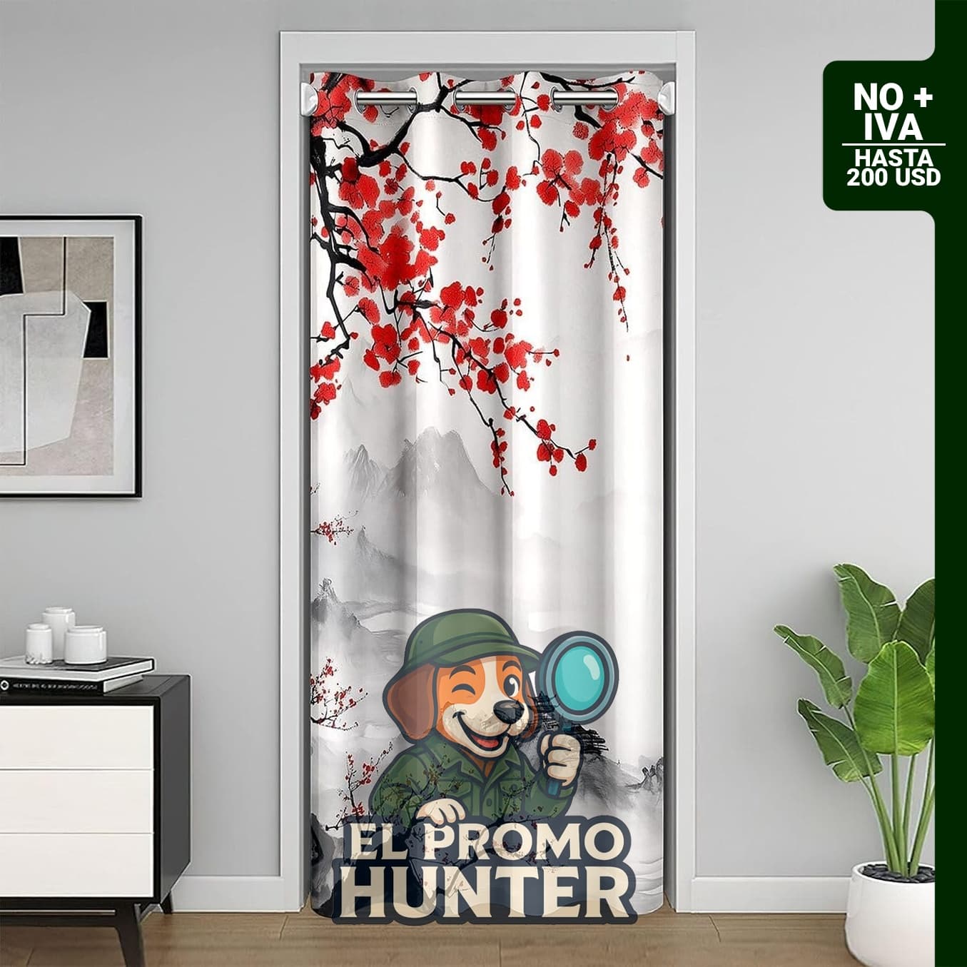Cortina de puerta con temática japonesa Ukiyoe, 34 x 80 pulgadas, patrón Hokusai, con aislamiento térmico.