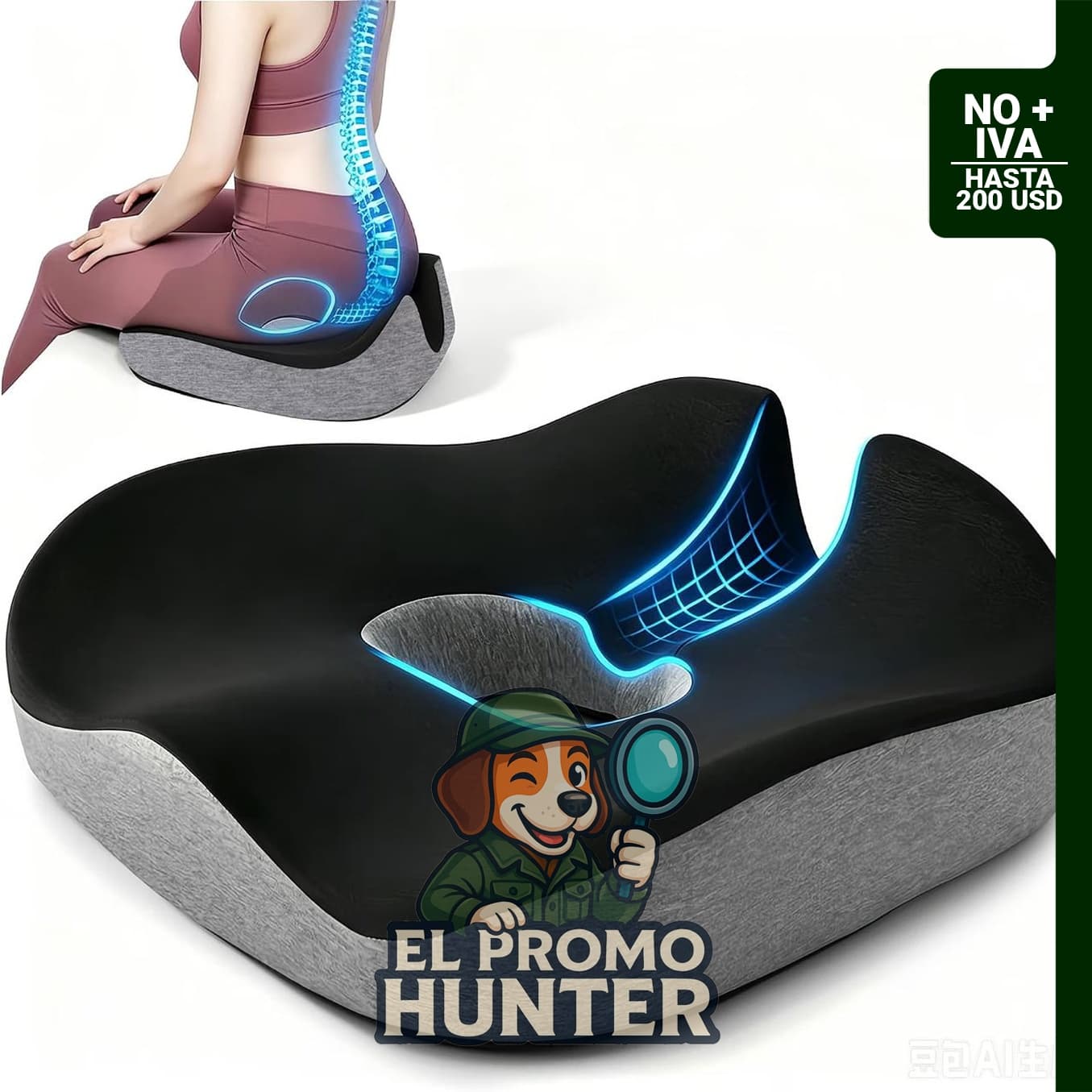 Cojín de asiento WGHNXT de espuma viscoelástica con forma de dona, diseñado para aliviar el dolor de coxis.