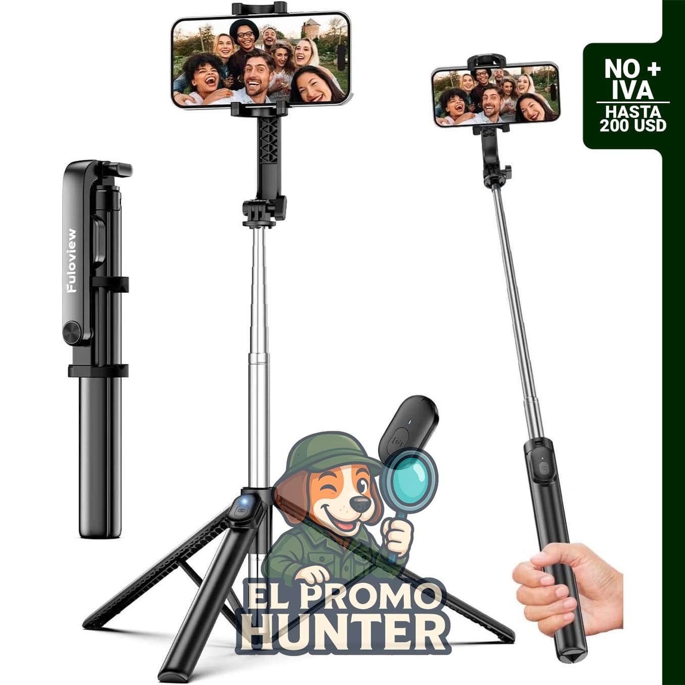 Fuloview Trípode de Viaje para Selfie de 67" (170 cm), extensible, con control remoto inalámbrico y soporte para teléfono.