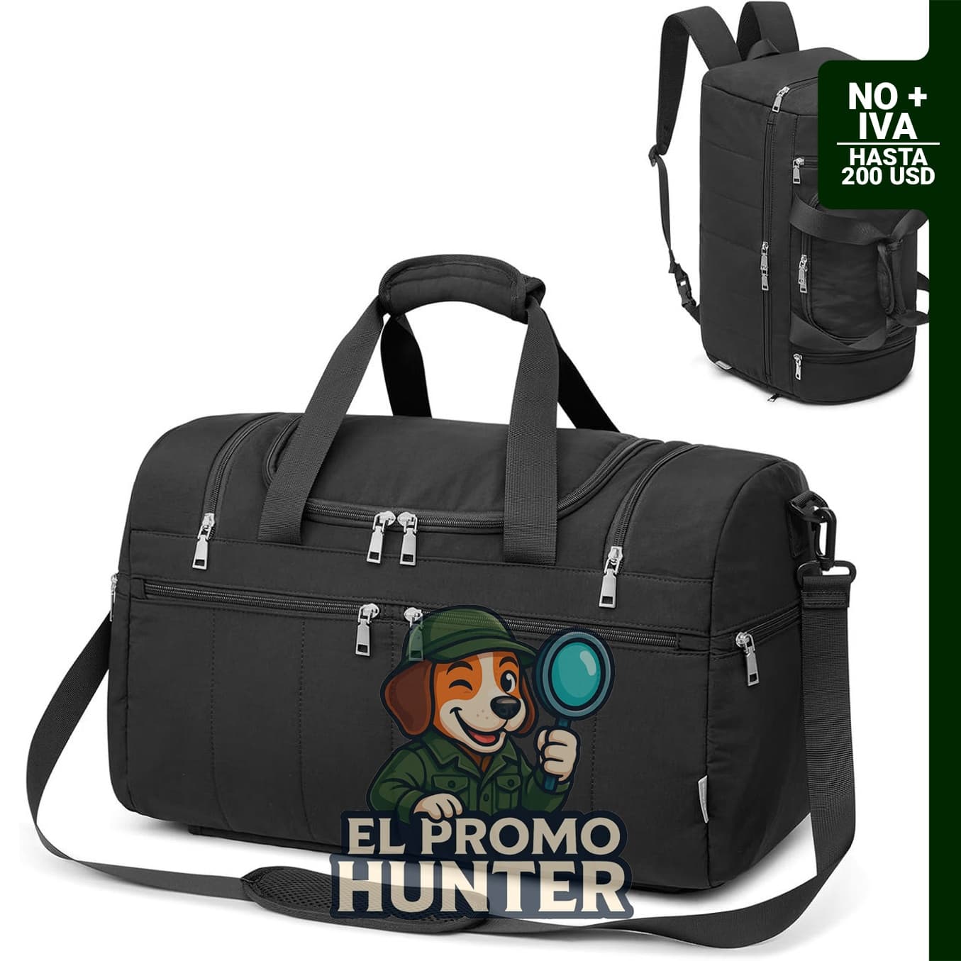 G4Free Bolsa de viaje de 45L, 3 en 1, con compartimento para zapatos, mochila de gimnasio, color negro.