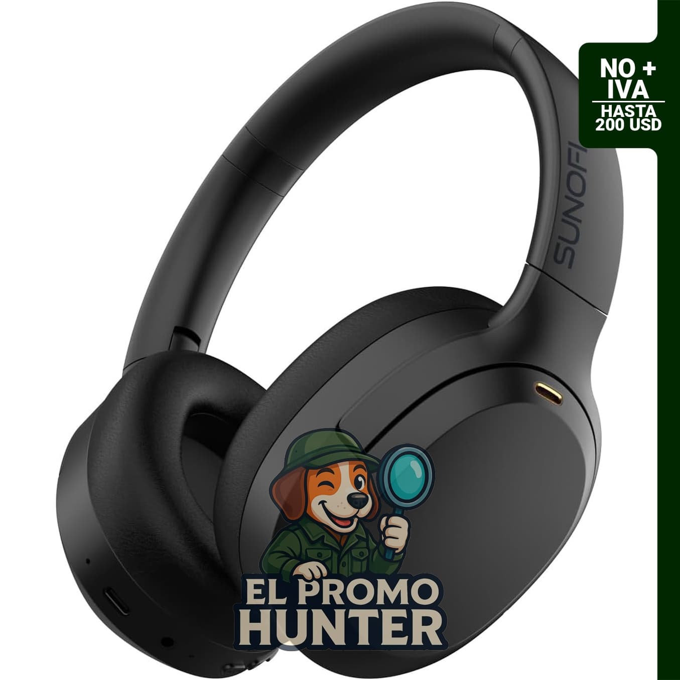 Audífonos híbridos inalámbricos Bluetooth sobre la oreja con cancelación de ruido activa y micrófono.