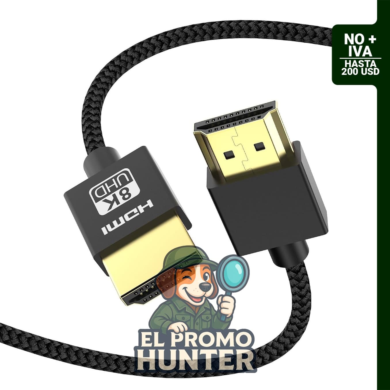Cable HDMI LINKJUN Hyper Slim 2.1 de 6.6 pies (2 m), compatible con 4K @120Hz y 8K @60Hz.