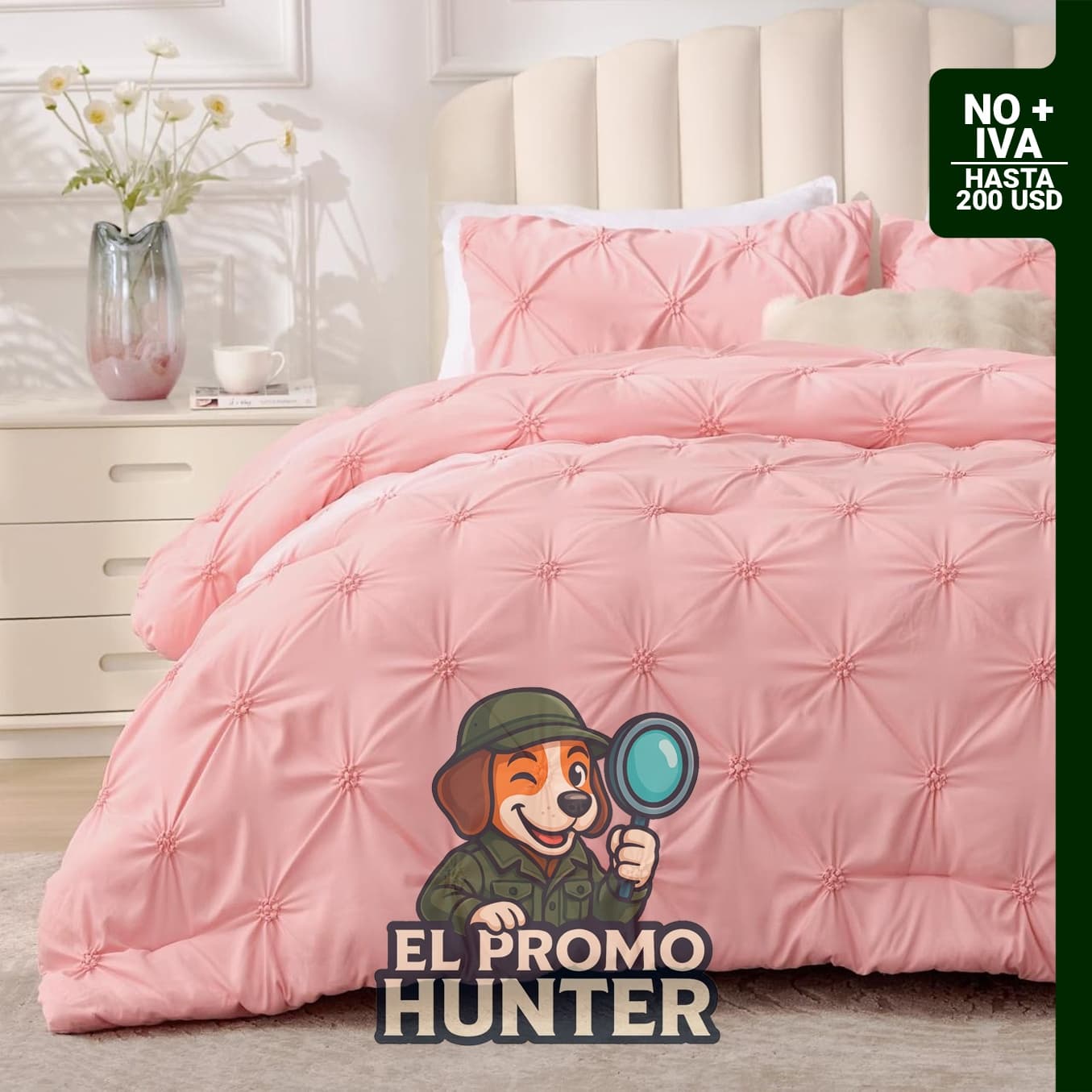 BEDELITE Juego de edredón tamaño Queen, color rosa, mullido y suave.