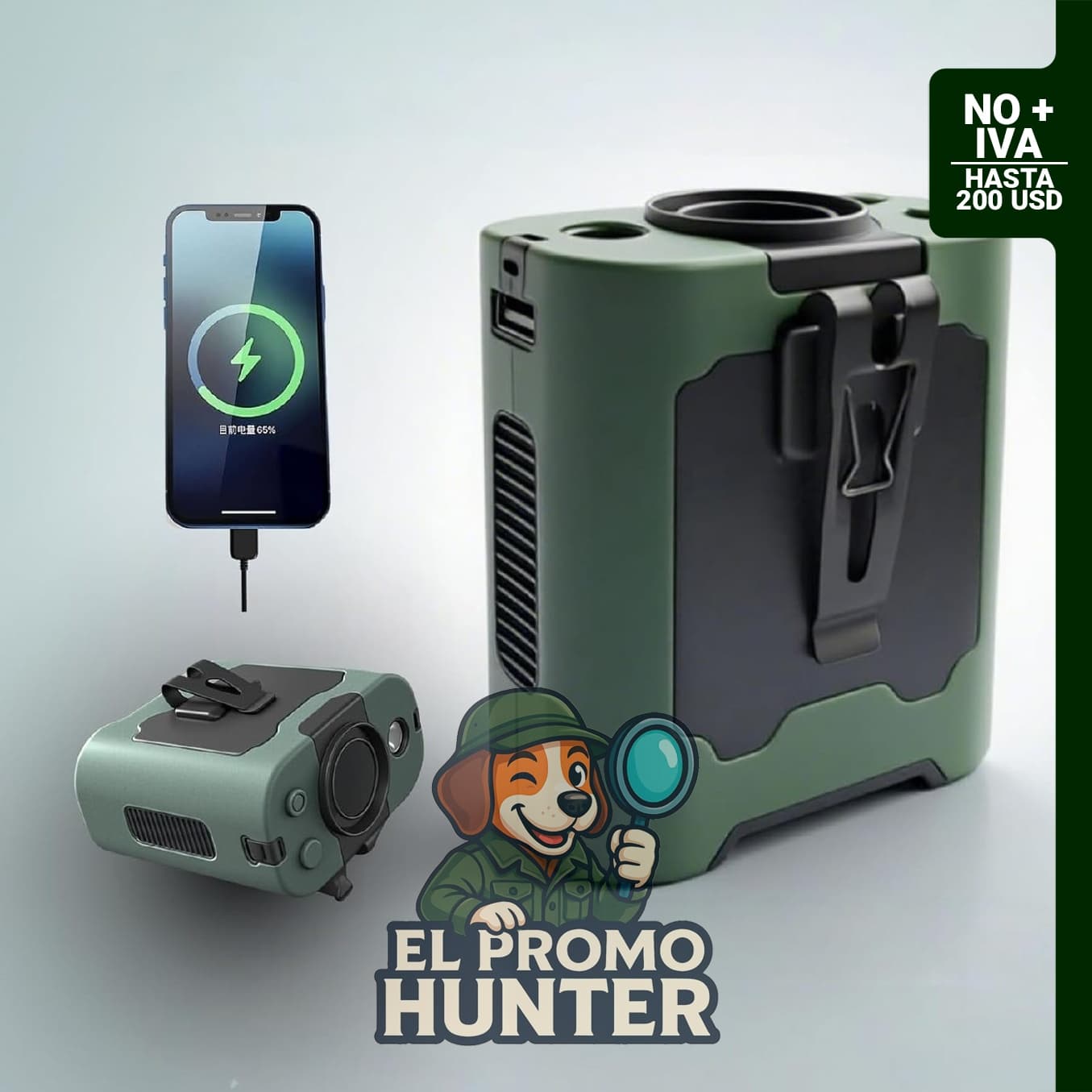 BTQILEYO Ventilador de cintura portátil con clip, recargable de 10000 mAh, 5 velocidades y luz.