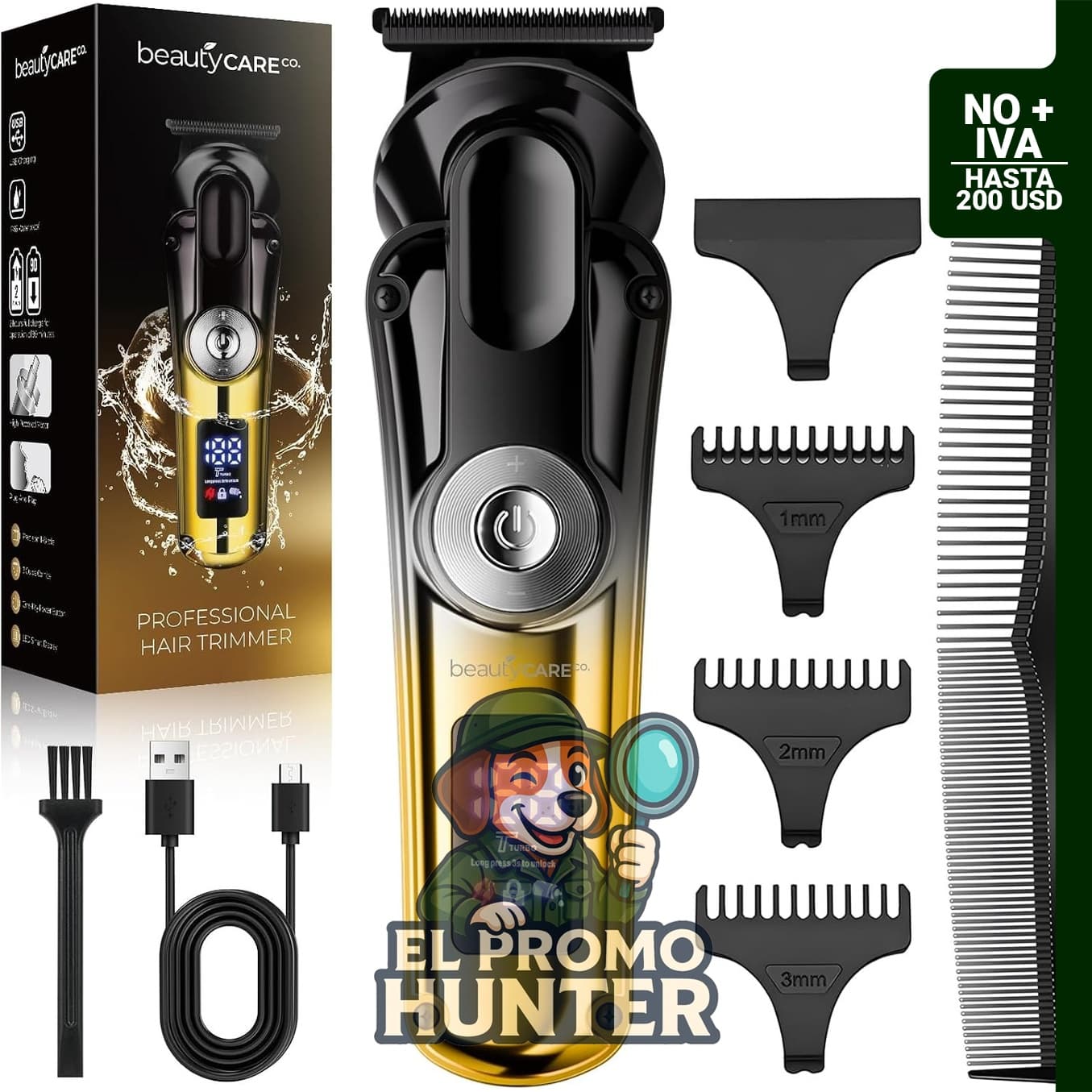 Cortadora de pelo y barba BEAUTYCARE con hoja en T para hombres.