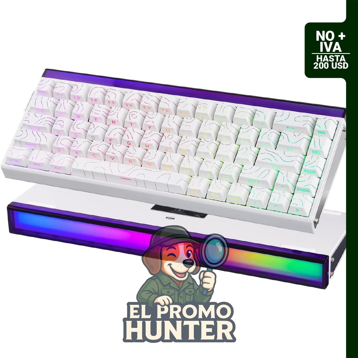 EPOMAKER Aula Hero 68 HE Teclado Gaming Cableado con Actuación Ajustable de 0.01 mm y Retroiluminación RGB.