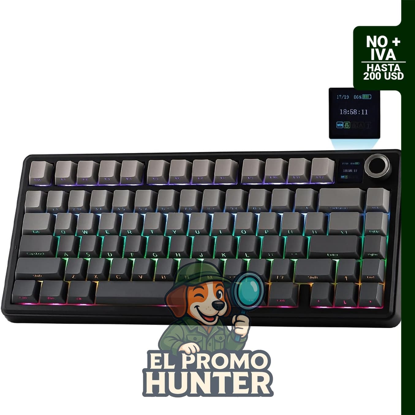 EPOMAKER X Aula F75 MAX, teclado mecánico inalámbrico con pantalla TFT, retroiluminación RGB y diseño del 75%.