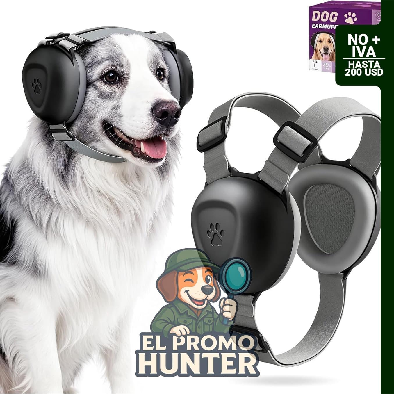 Happypaw Orejeras para perros, auriculares para protección contra el ruido.