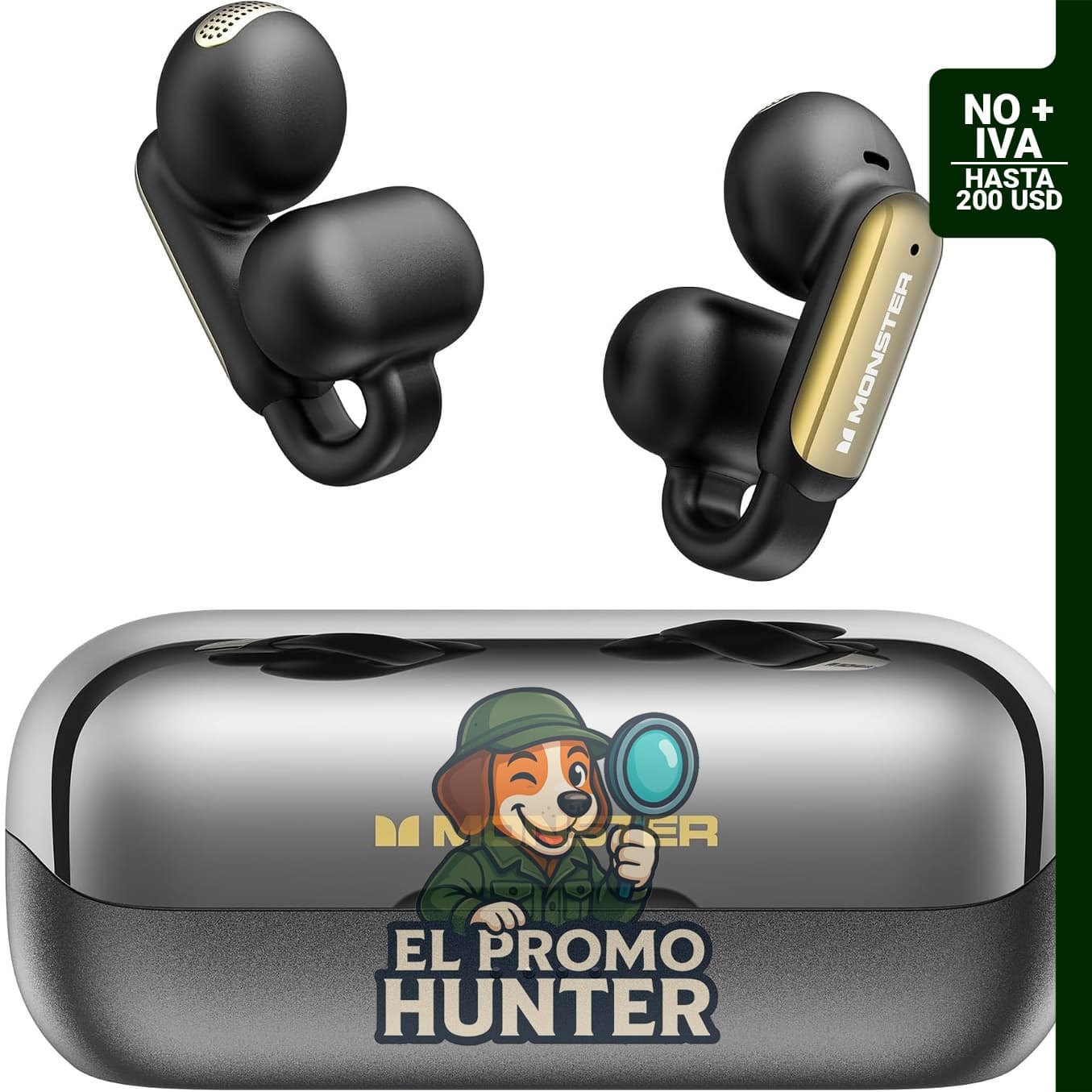 Monster Audífonos Bluetooth Open AC601, auriculares abiertos con carga USB-C y Bluetooth 5.4.