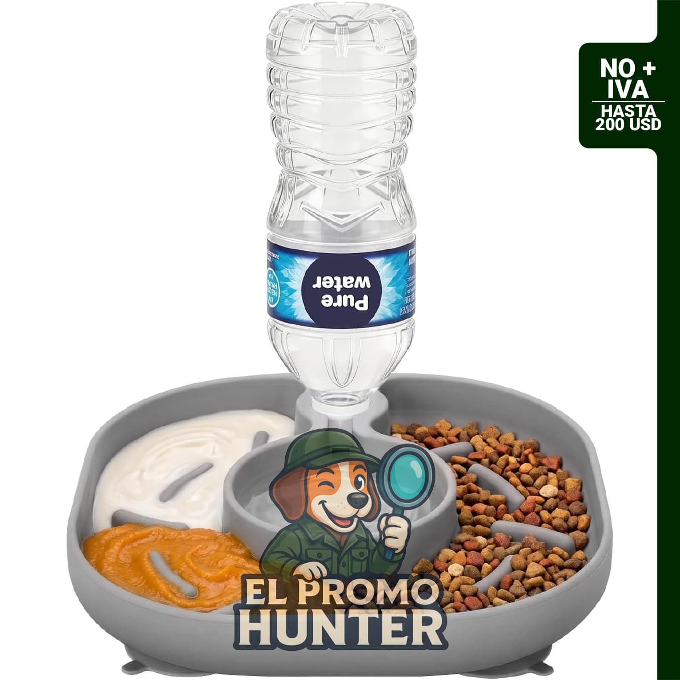 Alimentador lento 2 en 1 y cuenco de agua por gravedad para gatos.