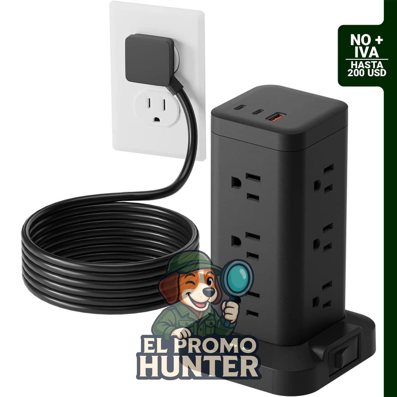 Cable de extensión de 10 pies (3.05 m) con protección contra sobretensiones.