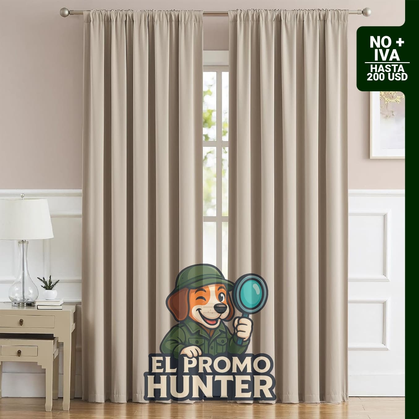 Cortinas Taupe oscurecedoras de habitación, juego de 2 paneles de 52 x 45 pulgadas (132 x 114 cm) con trabillas traseras y bolsillo.