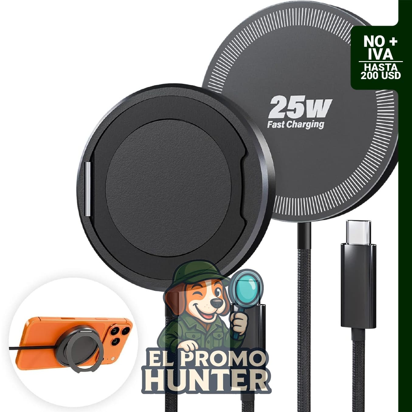 Paquete de 2 cargadores magnéticos inalámbricos de 25 W para iPhone, incluye almohadilla de carga rápida de 6 pies.