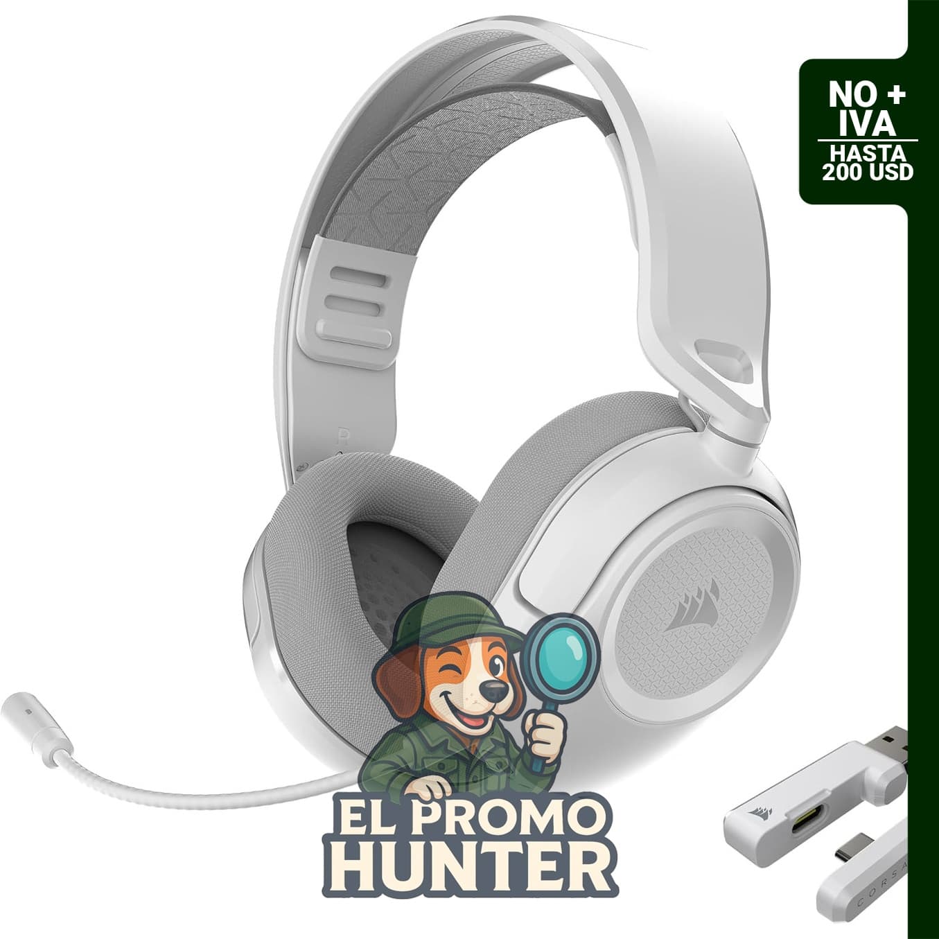 Corsair HS35 v3 Auricular Gaming Inalámbrico con Micrófono – Blanco