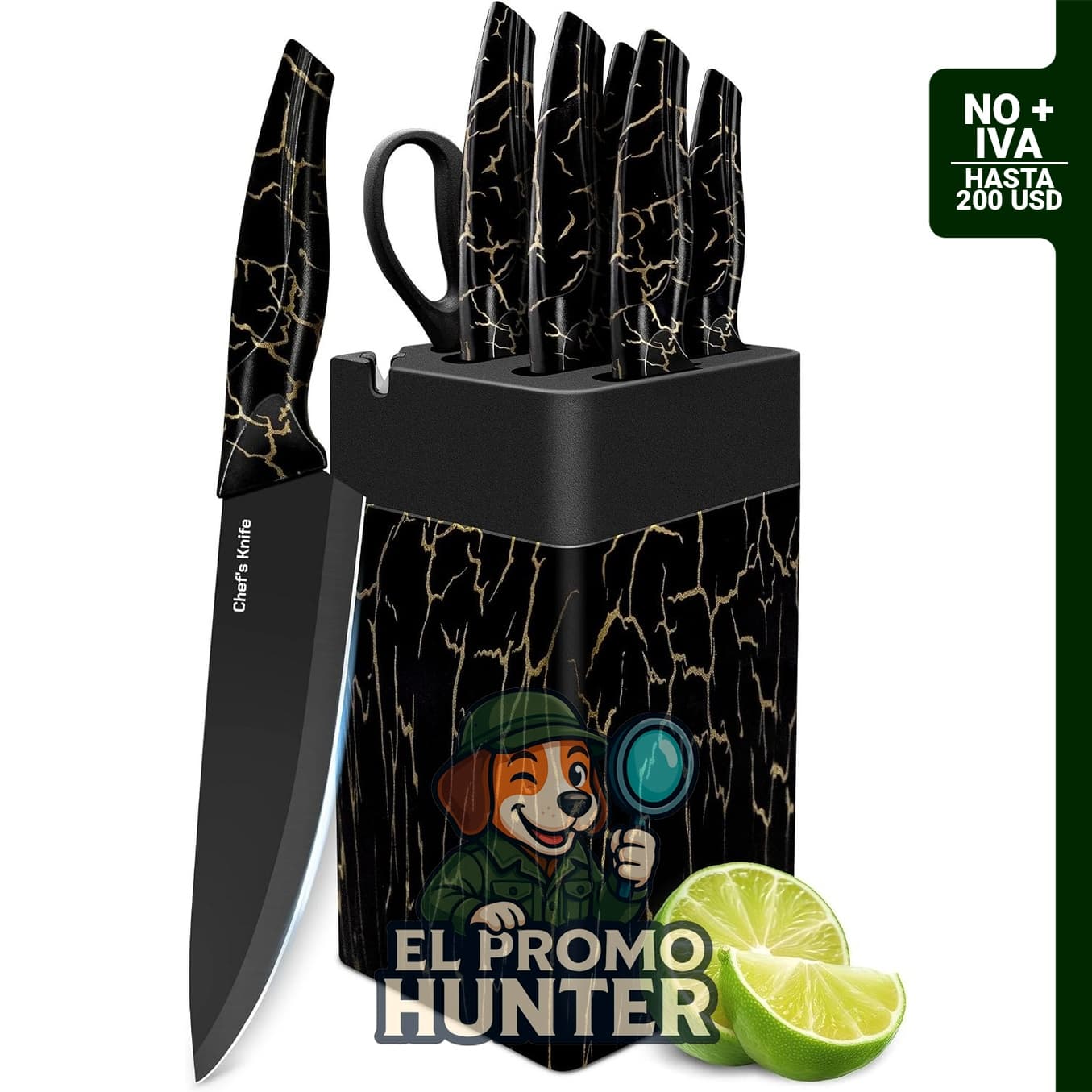 Juego de cuchillos de cocina de 8 piezas, apto para lavavajillas, color.