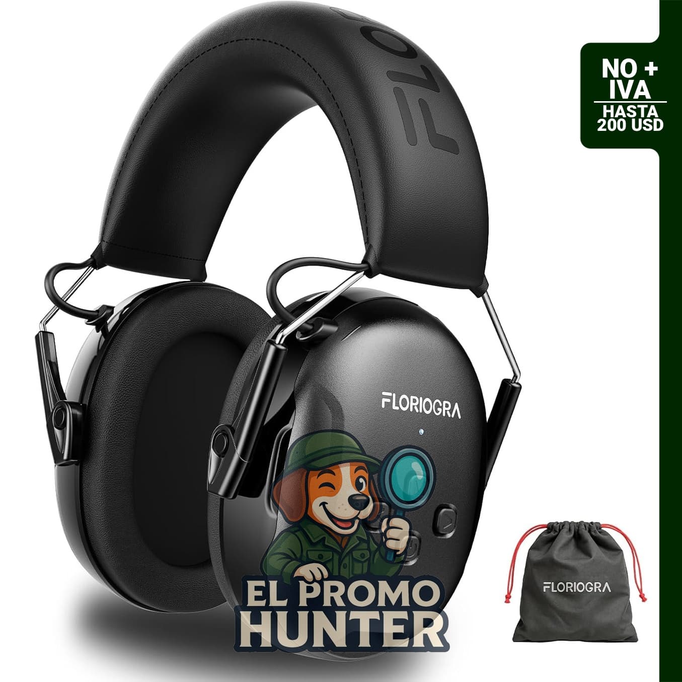 Auriculares de protección auditiva Bluetooth 6.0, batería recargable de 2000 mAh, 34dB SNR.