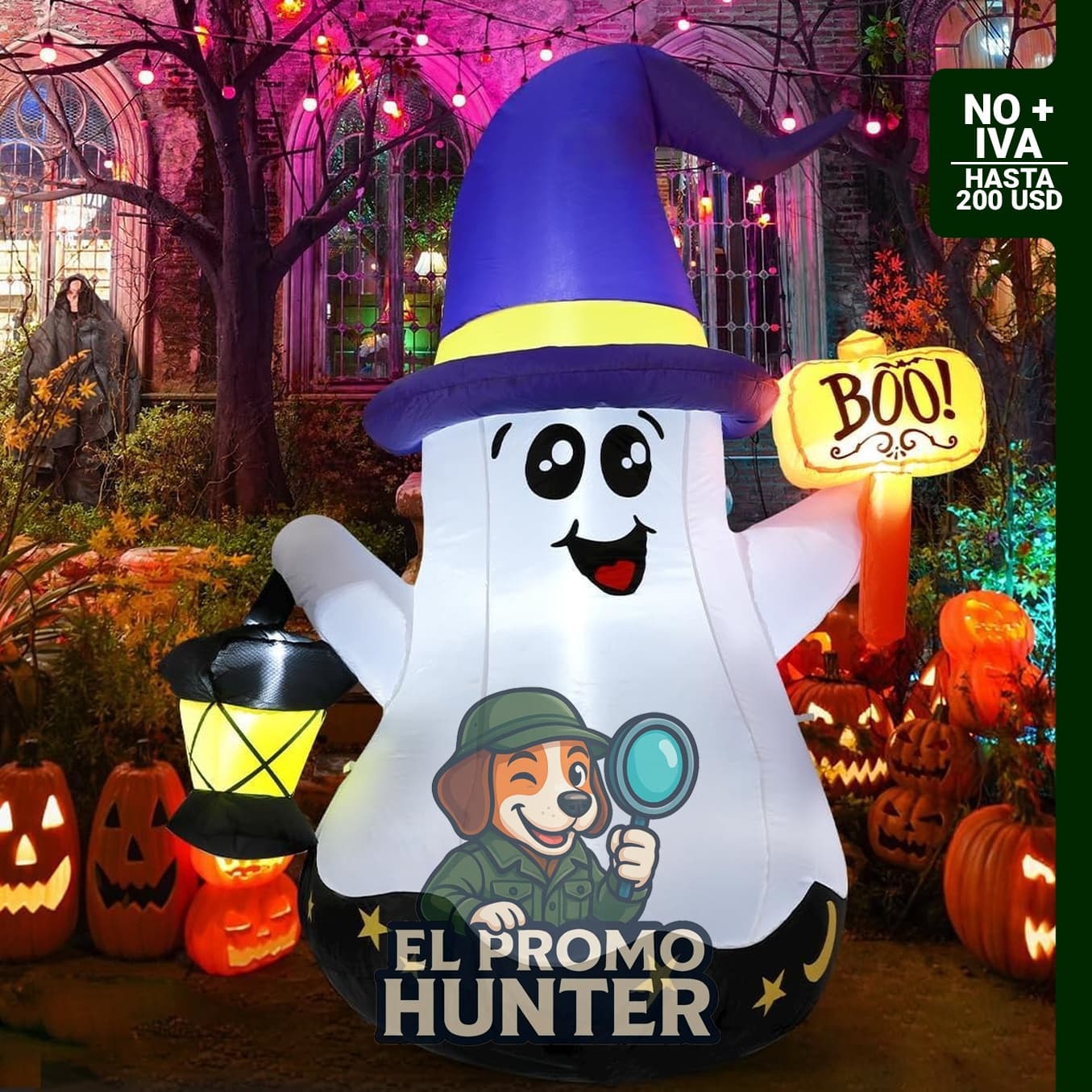 GOOSH Fantasma blanco inflable de 5 pies para decoración de Halloween en exteriores.