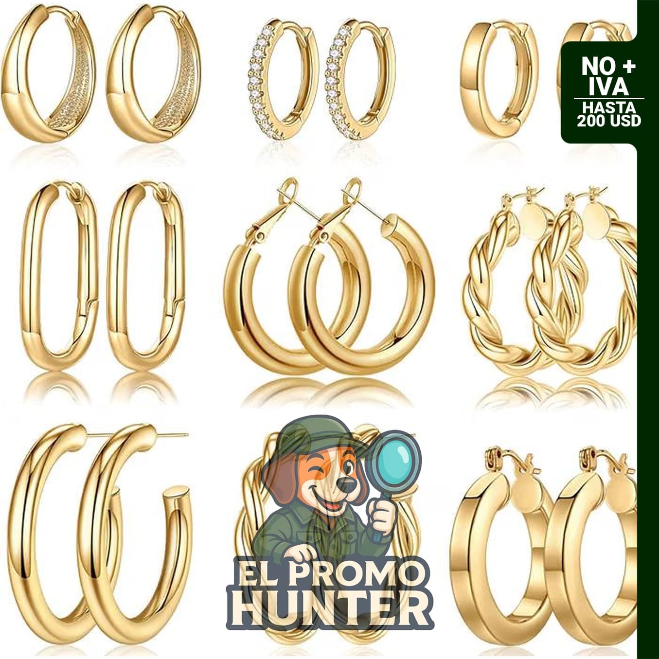 Arracadas de oro para mujer, chapadas en oro real de 14 quilates, hipoalergénicas y ligeras.