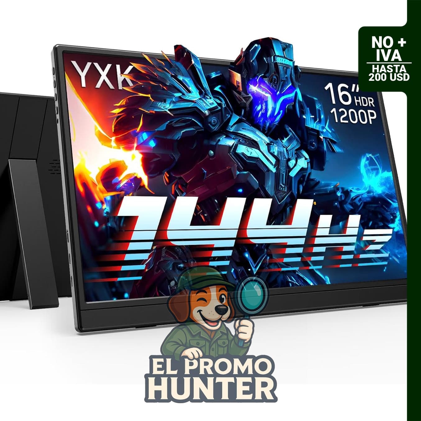 Monitor portátil Yxk de 16 pulgadas, 1200P, 144Hz, IPS, HDR, ultra delgado.
