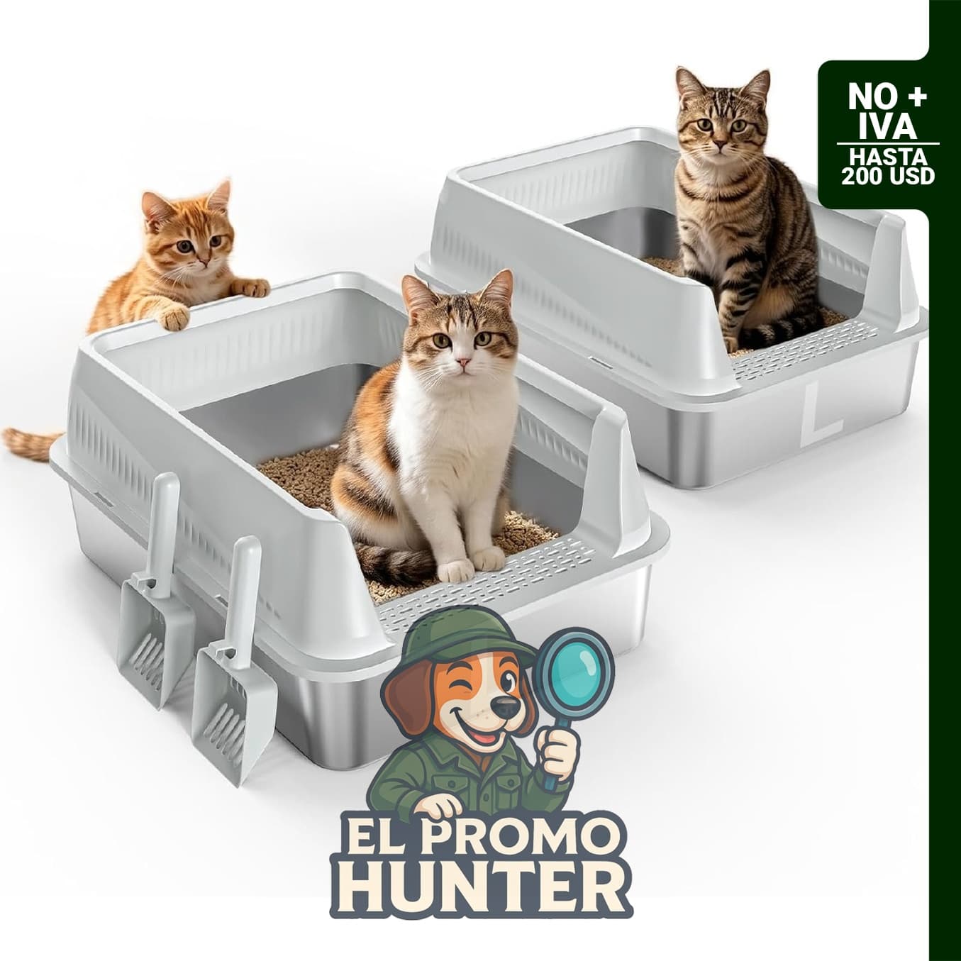 AIPERRO Caja de arena de acero inoxidable, paquete de 2.