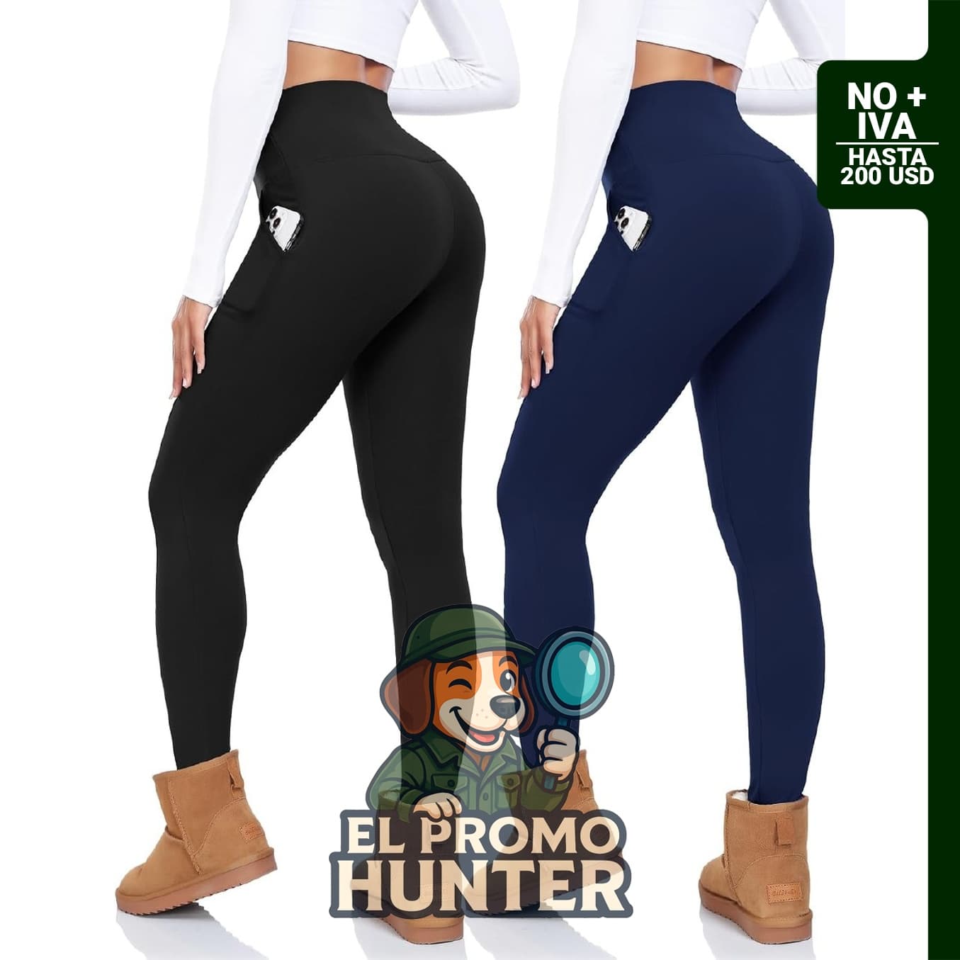 CTHH Paquete de 2 leggings térmicos para mujer, cintura alta, con bolsillos y control de abdomen.