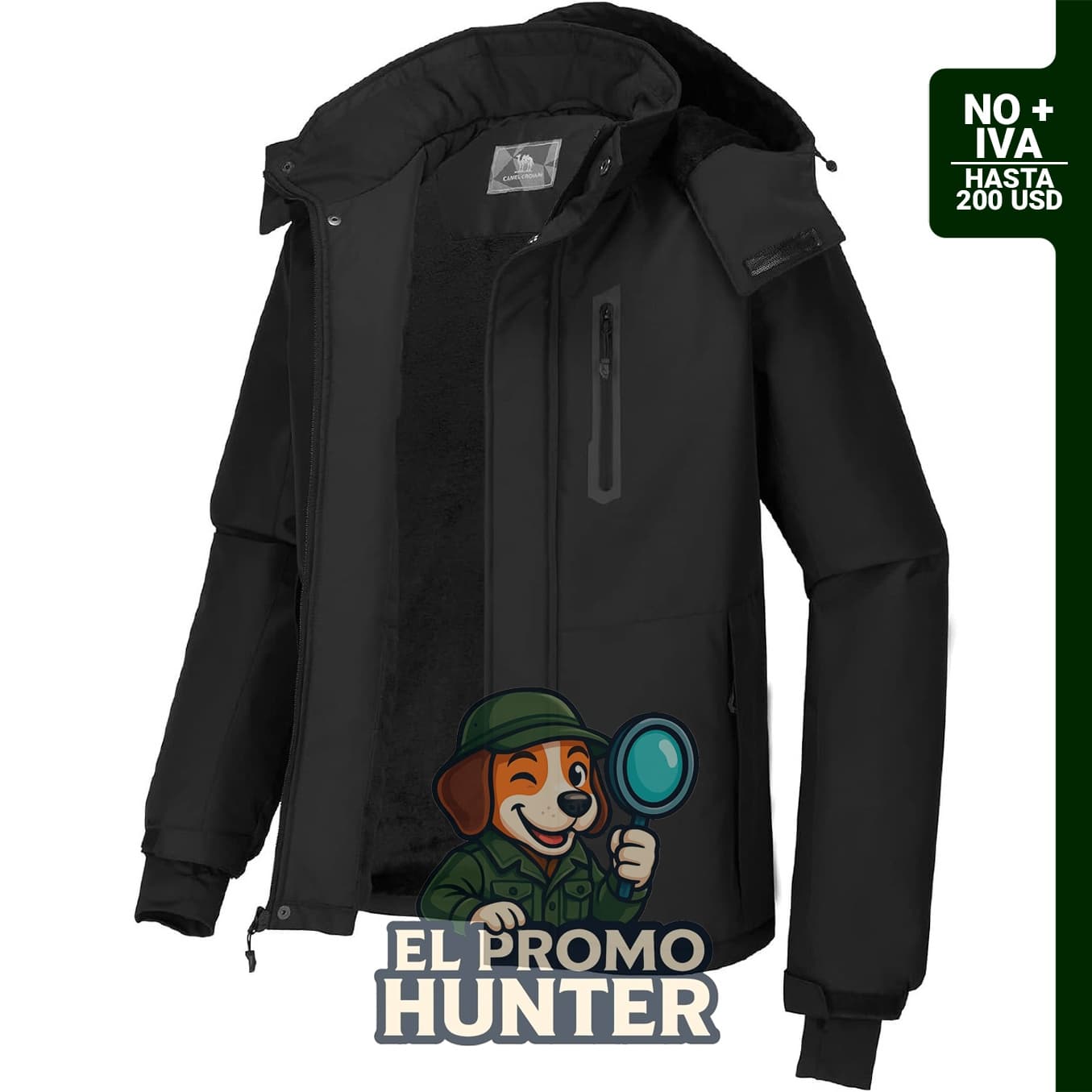 CAMEL CROWN Chaqueta de Esquí Impermeable para Hombre, con capucha desmontable y forro polar.