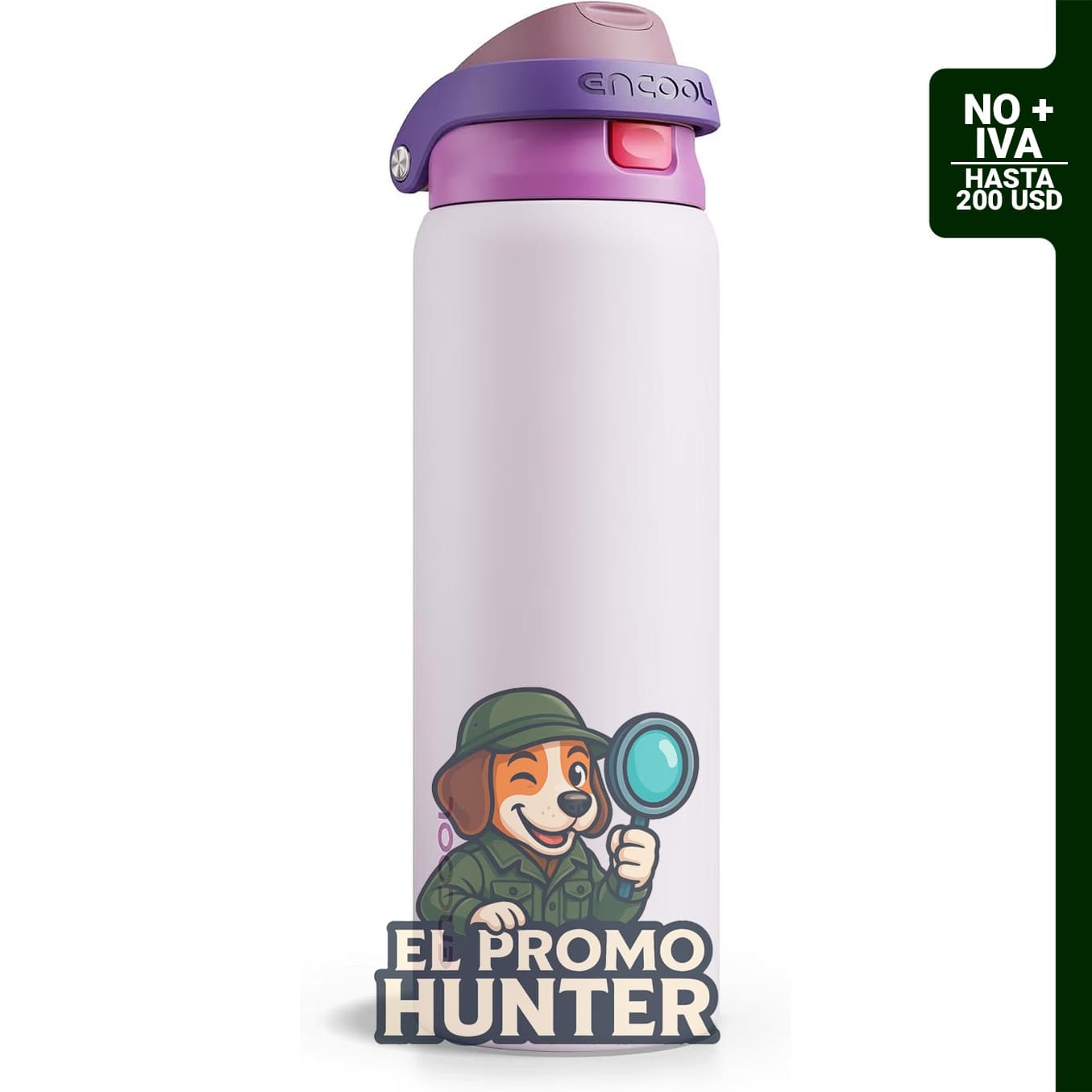 ENCOOL Botella aislante de acero inoxidable de 32 oz (946 ml) con pajilla y tapa abatible.