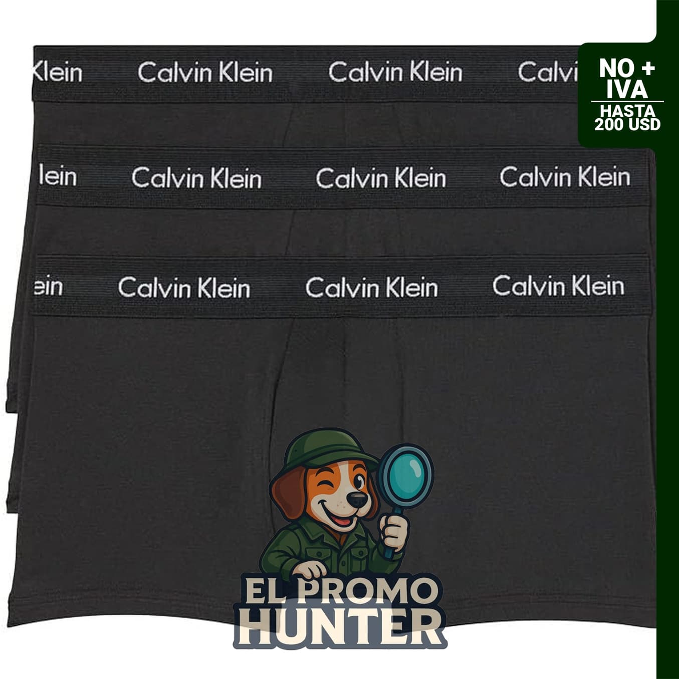 Paquete de 3 calzoncillos de tiro bajo elásticos de algodón para hombre Calvin Klein.