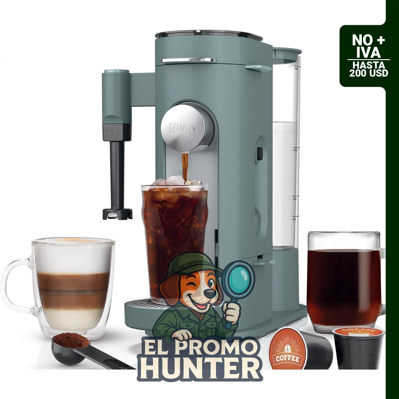 Ninja Pods & Grounds Specialty - Cafetera de una sola porción, compatible con cápsulas K-Cup y espumador de leche integrado.
