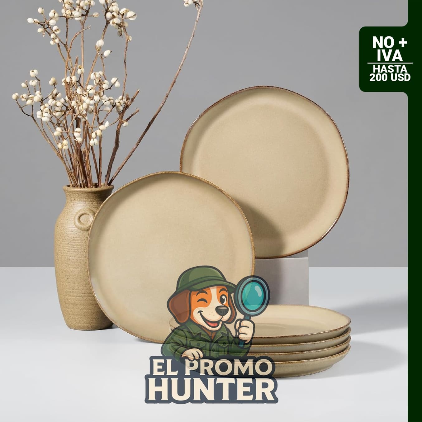 HaWare Juego de platos de cerámica de gres de 6 piezas, 20 cm.