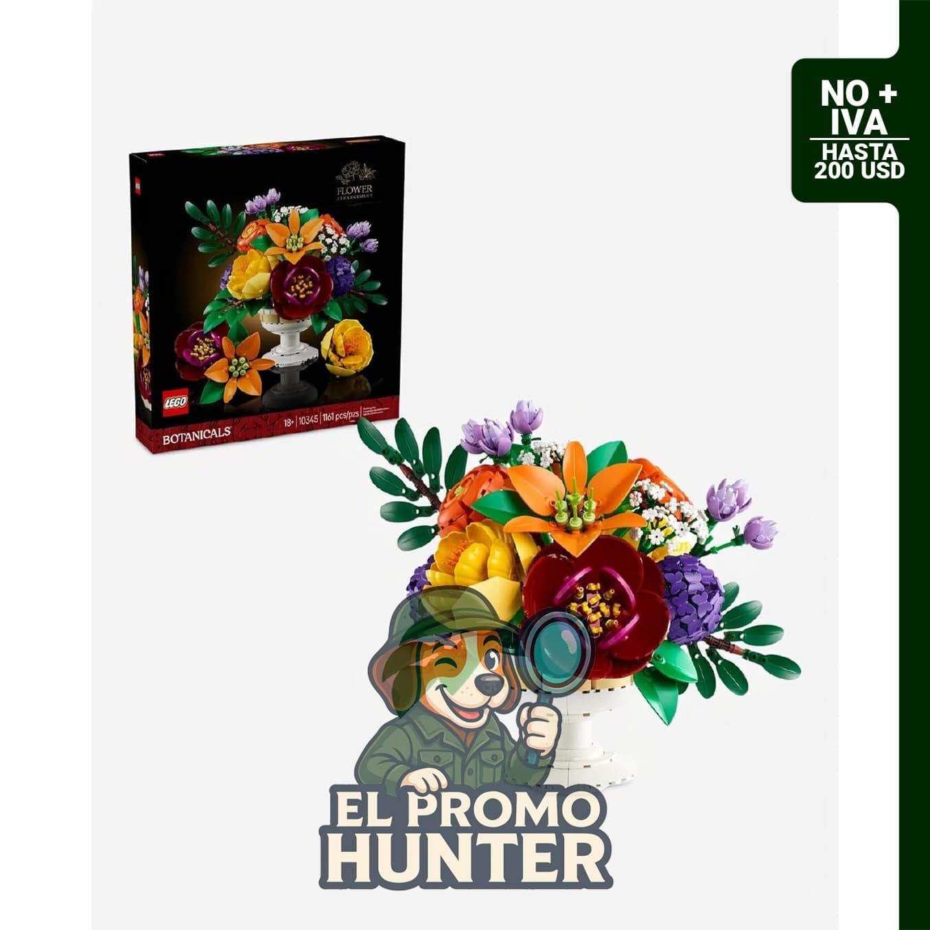 LEGO Botanicals Arreglo Floral 10345, set de construcción de flores artificiales para decoración de mesa.