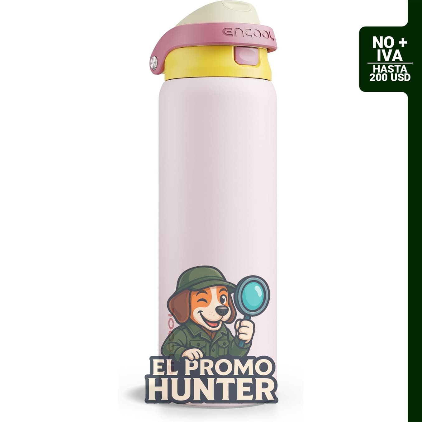 ENCOOL Botella de agua aislada de 32 oz (946 ml) a prueba de fugas con popote de doble sorbo.