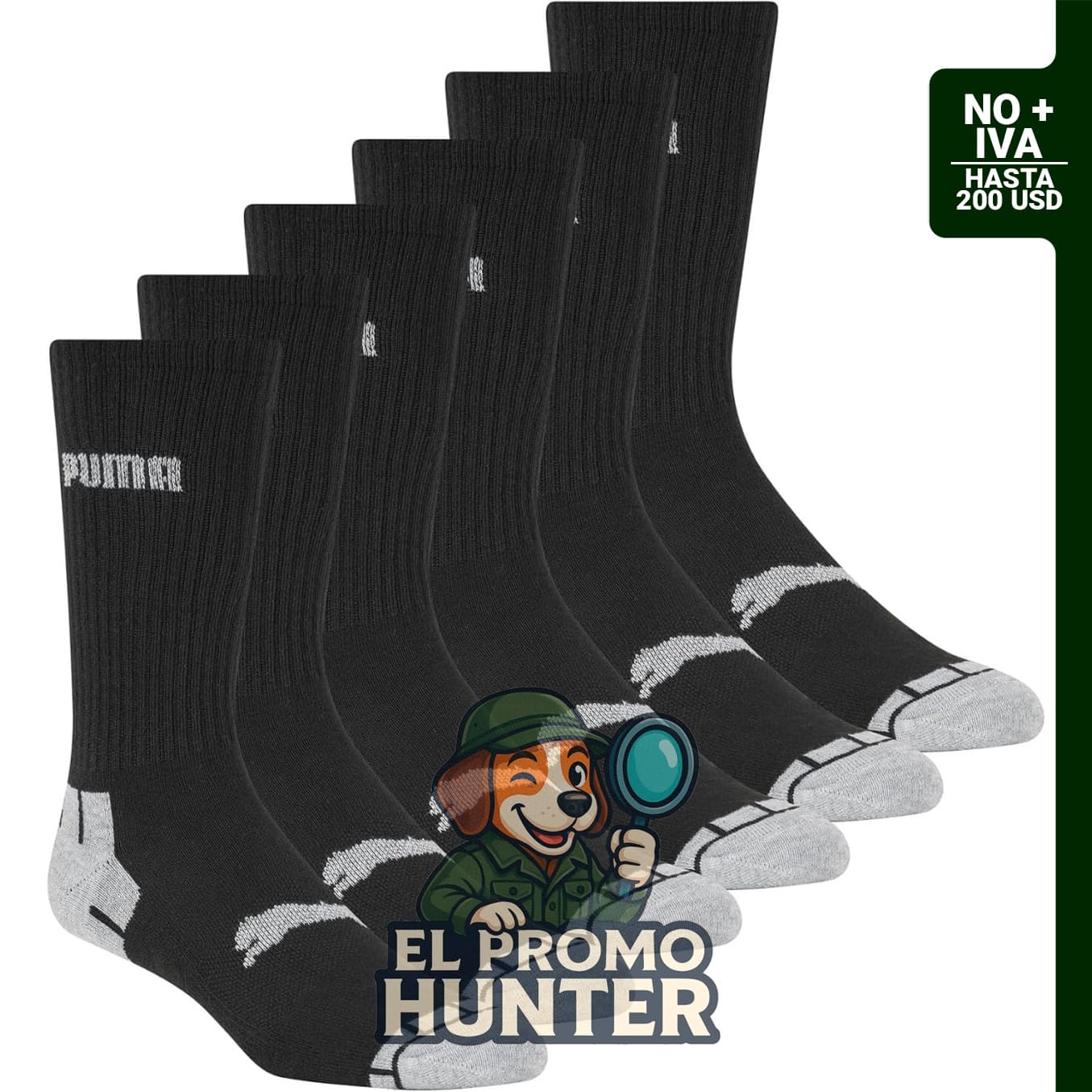 PUMA Calcetines Crew para hombre, paquete de 6 unidades.