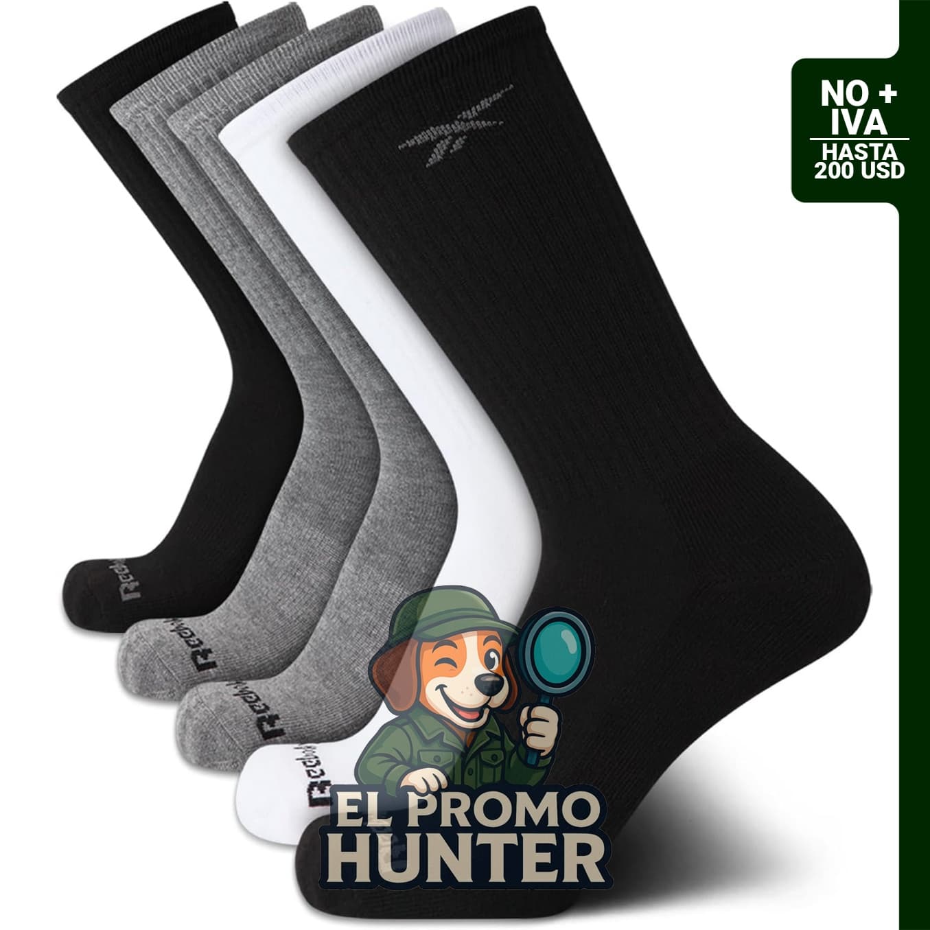 Reebok calcetines deportivos acolchados, paquete.