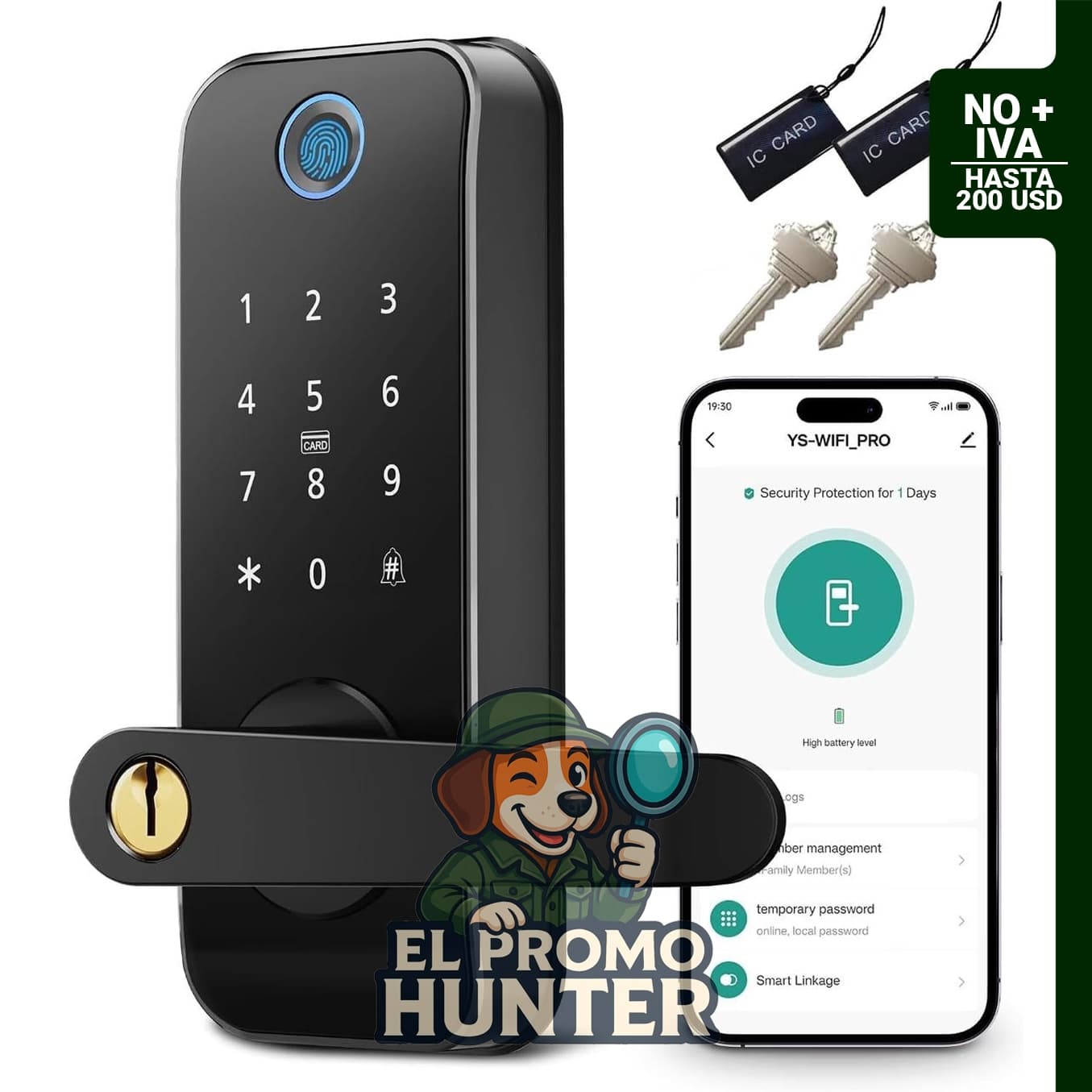 Cerradura de puerta de huella digital inteligente para seguridad.