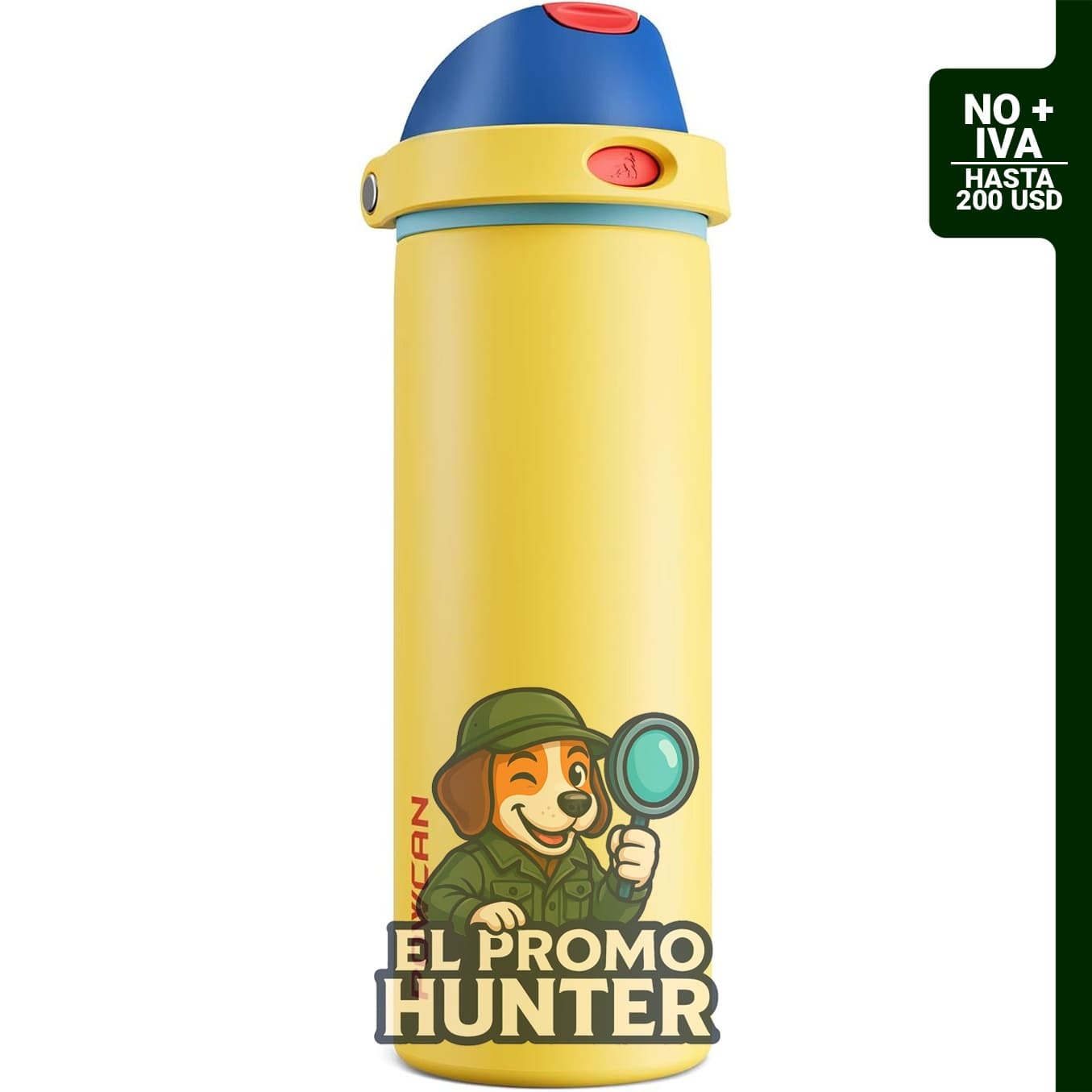 POWCAN Botella de agua de acero inoxidable de 24 oz, con boquilla de botón 2 en 1 y popote plegable.