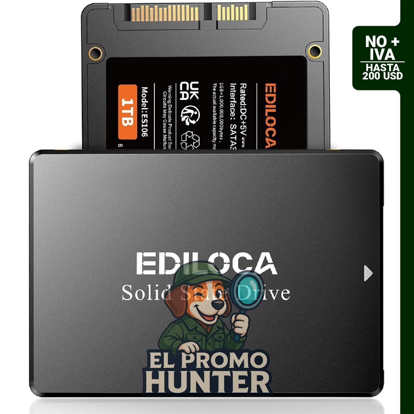 Ediloca 1 TB SSD, unidad de estado sólido interna de 2,5 pulgadas SATA III, velocidad de lectura de hasta 550 MB/s.