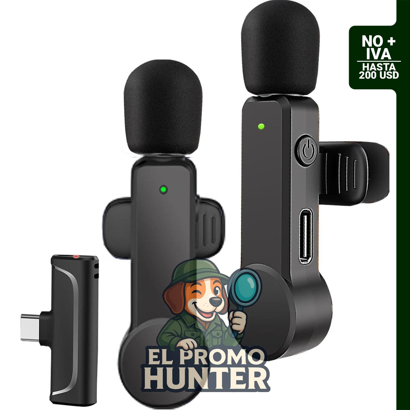 NPTCL Paquete de 2 micrófonos Lavalier USB C inalámbrico para grabación de video.