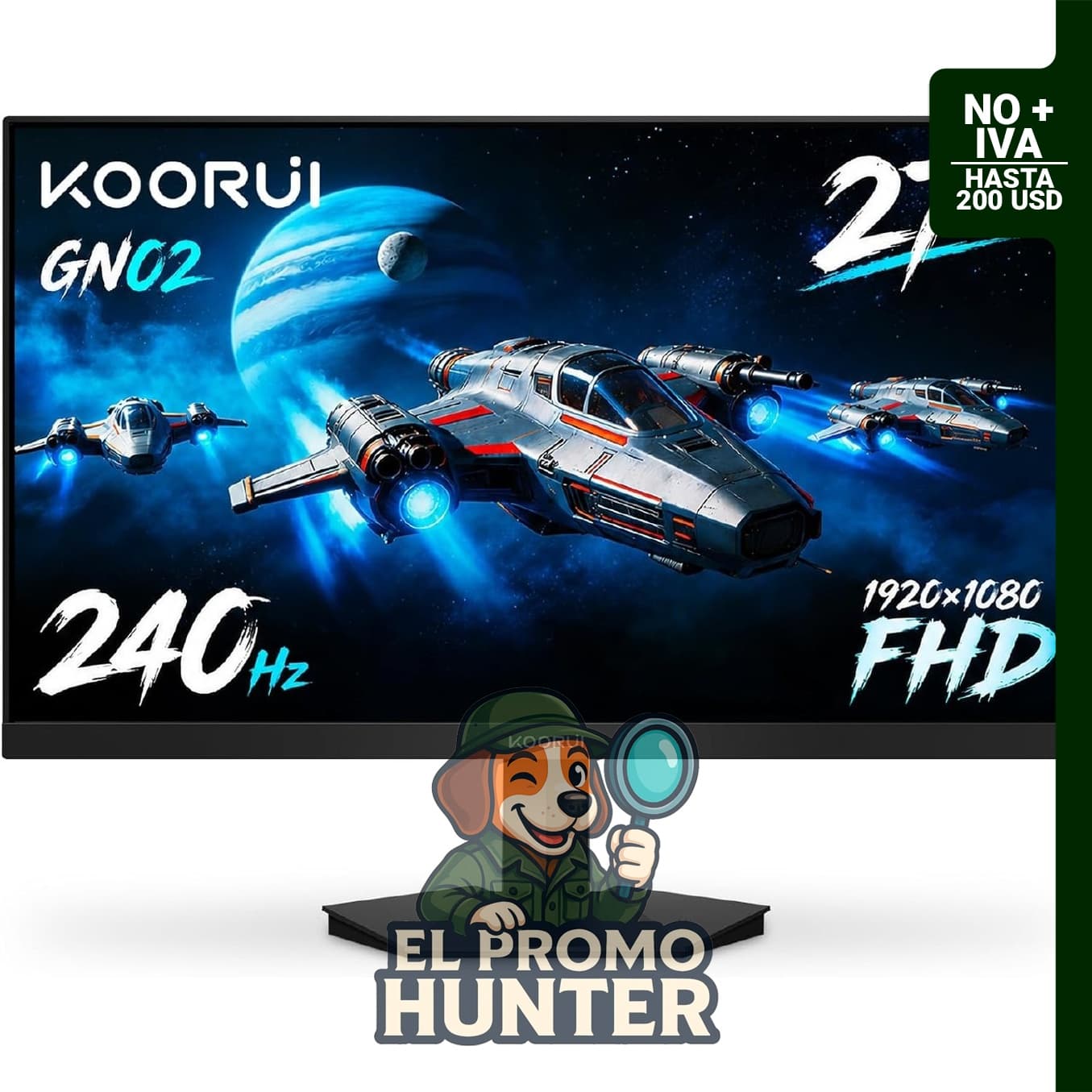KOORUI Monitor FHD 1080p de 27" (68.58 cm) 240Hz, 1ms, FreeSync Premium, compatible con G-SYNC.