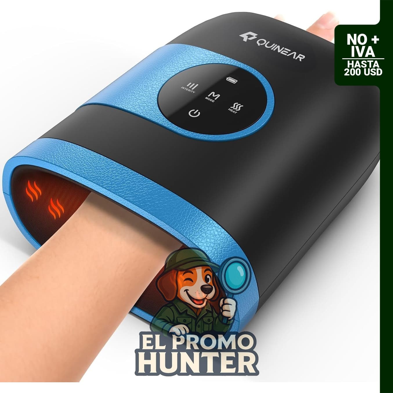 QUINEAR Masajeador de manos inalámbrico con calor y compresión para aliviar artritis y túnel carpiano.