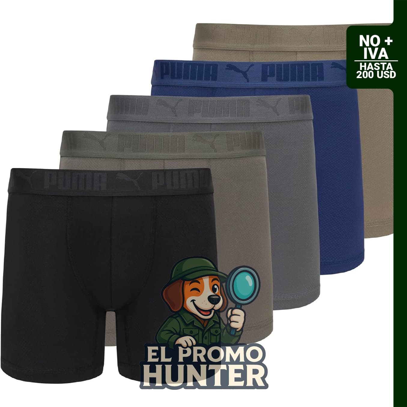 Paquete de 5 calzoncillos tipo bóxer de malla deportiva 360 para hombre.
