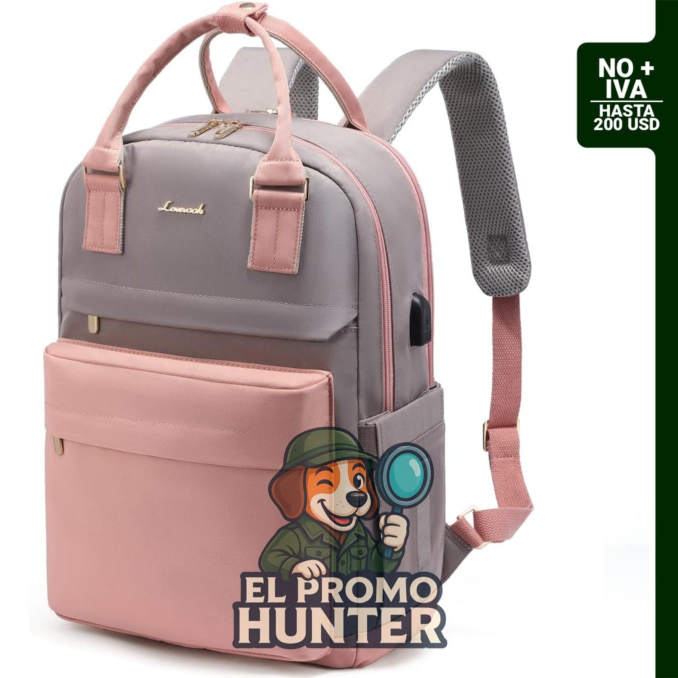 LOVEVOOK Mochila para laptop de viaje, impermeable, con puerto USB, para computadoras de hasta 15,6" (40 cm).