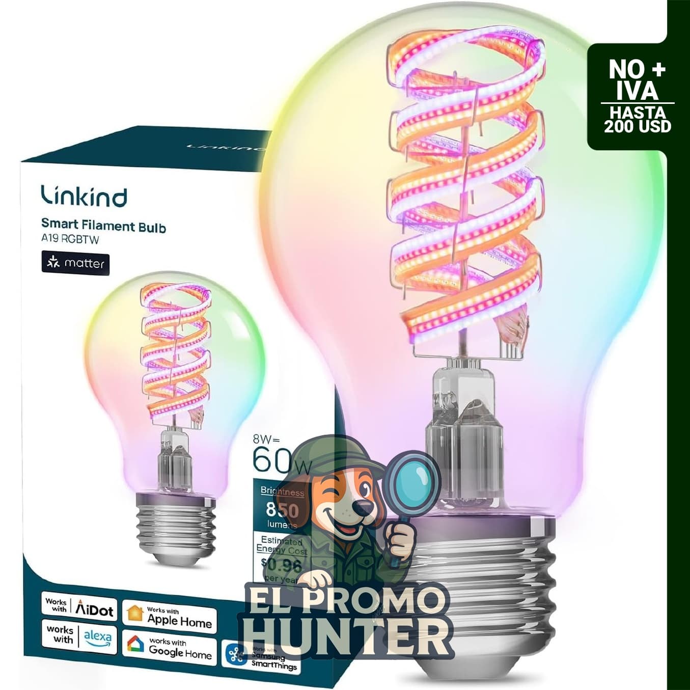Linkind Matter - Bombillas inteligentes compatibles con Alexa y Apple Home.