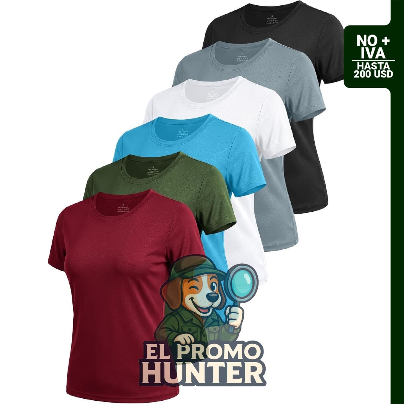 Paquete de 6 camisetas de entrenamiento para mujer, manga corta, cuello redondo, secado rápido y protección solar.