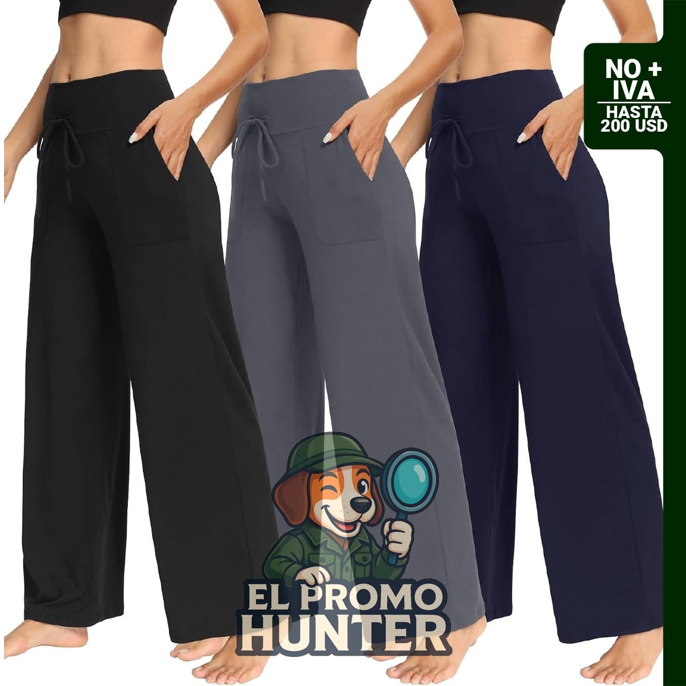 TNNZEET paquete de 3 pantalones de pierna ancha para mujer, ideales para yoga y uso casual.