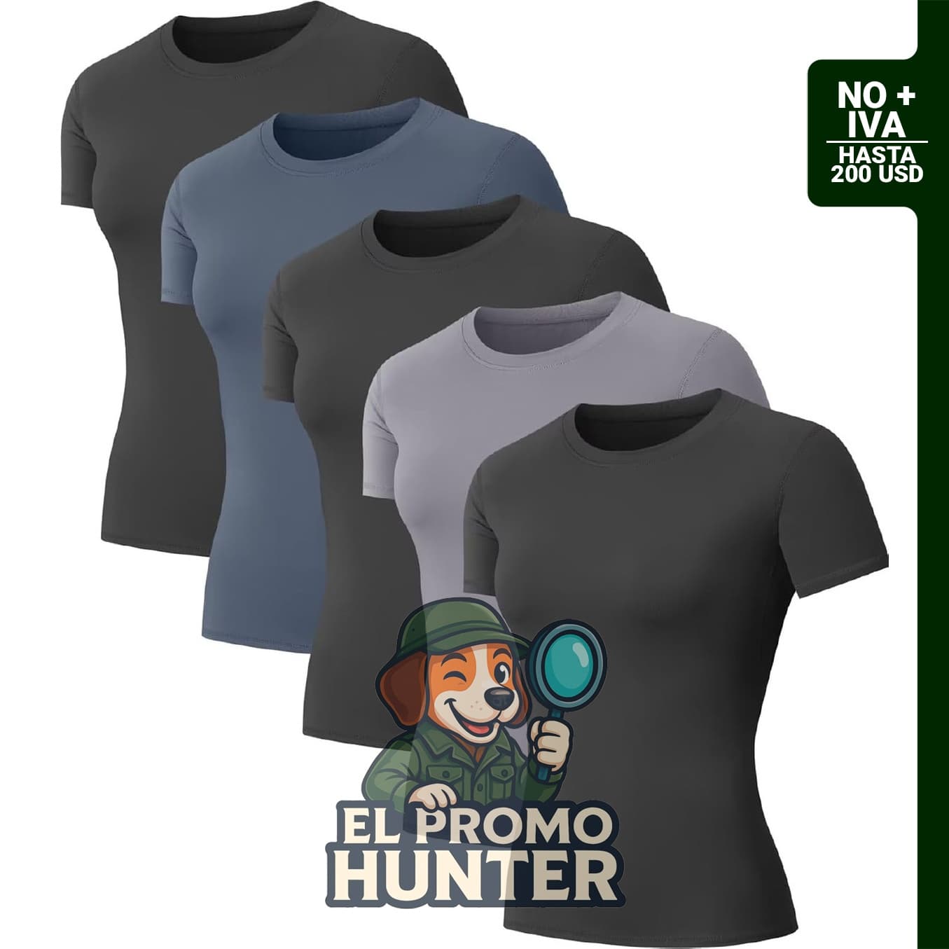 Paquete de 5 camisetas de compresión para mujer de manga corta, aptas para entrenamiento y actividades deportivas.