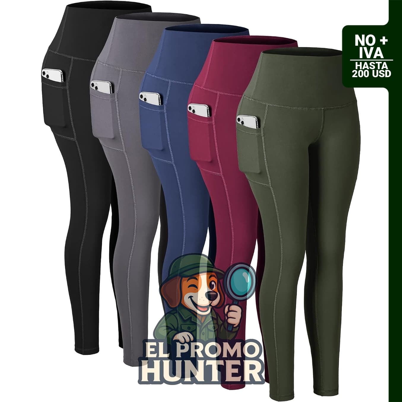 CHRLEISURE Calzas con bolsillos para mujeres, pantalones de yoga de cintura alta con control de abdomen.
