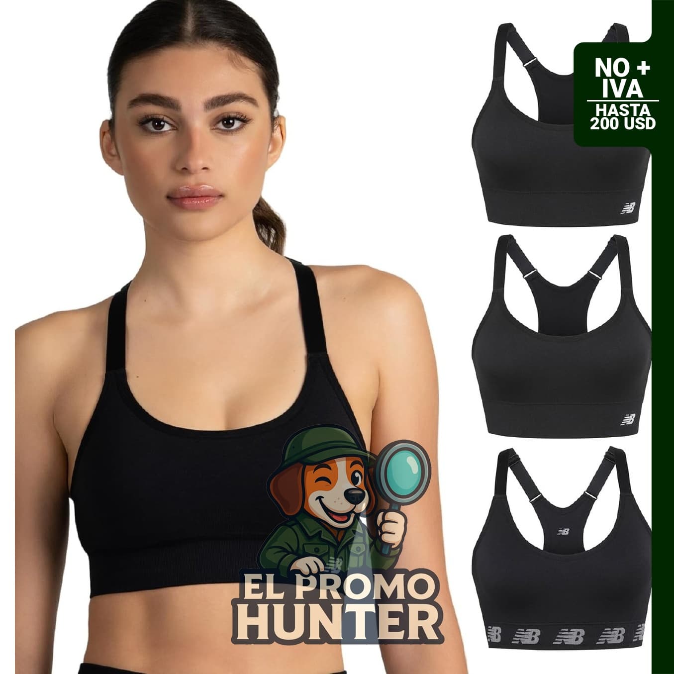 New Balance Sujetador deportivo con agujero de cerradura, paquete de 3, absorbe la humedad.